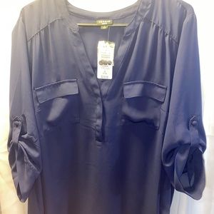 Torrid HARPER- NAVY GEORGETTE PULLOVER BLOUSE